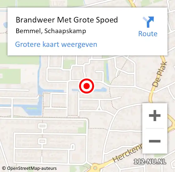 Locatie op kaart van de 112 melding: Brandweer Met Grote Spoed Naar Bemmel, Schaapskamp op 30 mei 2021 23:45