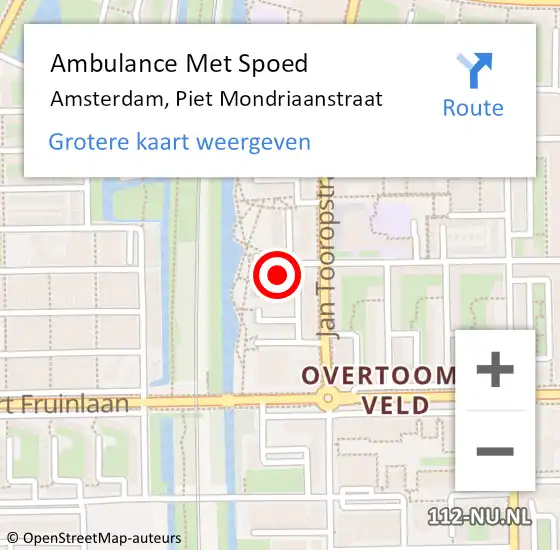 Locatie op kaart van de 112 melding: Ambulance Met Spoed Naar Amsterdam, Piet Mondriaanstraat op 30 mei 2021 23:57