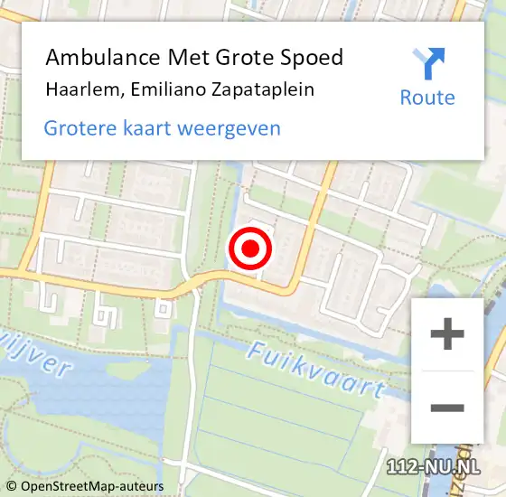 Locatie op kaart van de 112 melding: Ambulance Met Grote Spoed Naar Haarlem, Emiliano Zapataplein op 31 mei 2021 00:38
