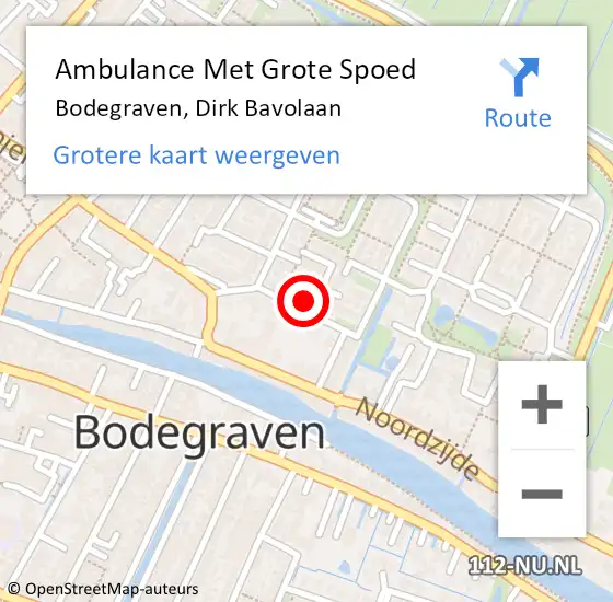 Locatie op kaart van de 112 melding: Ambulance Met Grote Spoed Naar Bodegraven, Dirk Bavolaan op 31 mei 2021 00:40