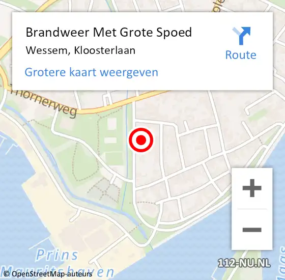 Locatie op kaart van de 112 melding: Brandweer Met Grote Spoed Naar Wessem, Kloosterlaan op 31 mei 2021 00:57