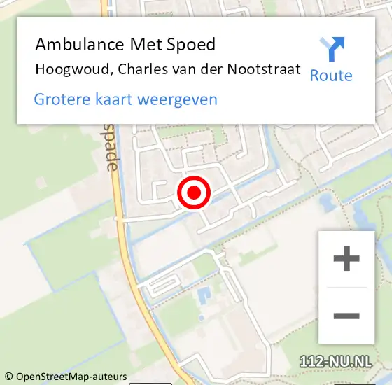 Locatie op kaart van de 112 melding: Ambulance Met Spoed Naar Hoogwoud, Charles van der Nootstraat op 31 mei 2021 01:10