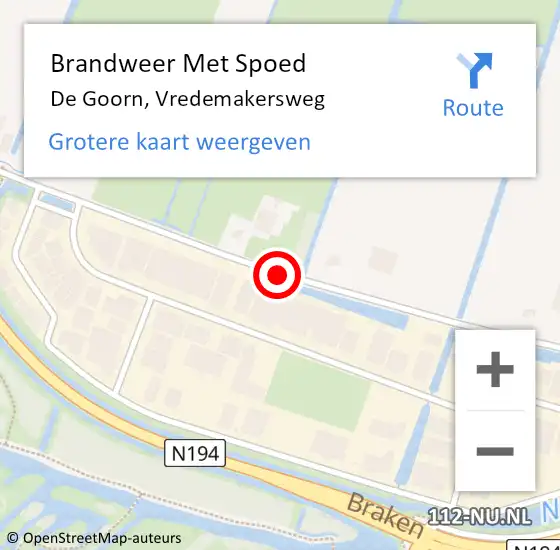 Locatie op kaart van de 112 melding: Brandweer Met Spoed Naar De Goorn, Vredemakersweg op 11 juni 2014 20:53