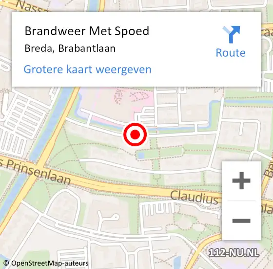 Locatie op kaart van de 112 melding: Brandweer Met Spoed Naar Breda, Brabantlaan op 31 mei 2021 06:54