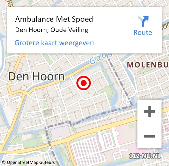 Locatie op kaart van de 112 melding: Ambulance Met Spoed Naar Den Hoorn, Oude Veiling op 31 mei 2021 07:05