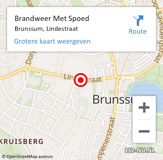 Locatie op kaart van de 112 melding: Brandweer Met Spoed Naar Brunssum, Lindestraat op 31 mei 2021 07:45