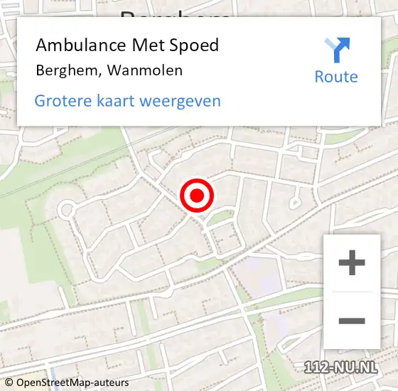 Locatie op kaart van de 112 melding: Ambulance Met Spoed Naar Berghem, Wanmolen op 11 juni 2014 21:09