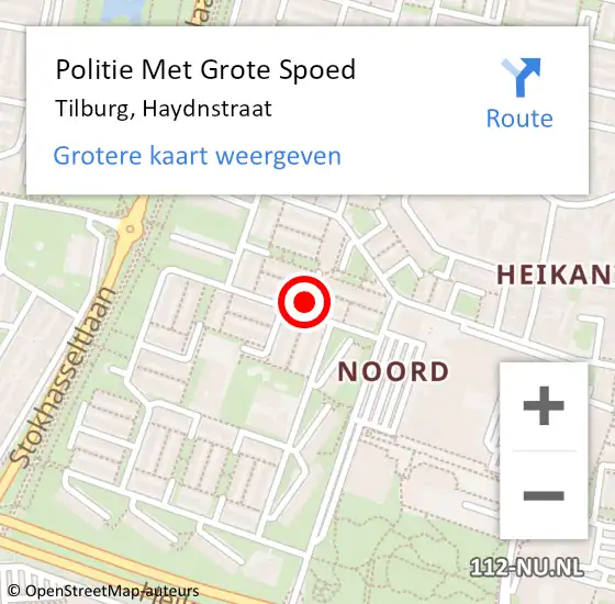 Locatie op kaart van de 112 melding: Politie Met Grote Spoed Naar Tilburg, Haydnstraat op 31 mei 2021 08:24