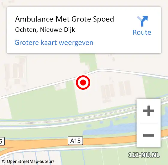 Locatie op kaart van de 112 melding: Ambulance Met Grote Spoed Naar Ochten, Nieuwe Dijk op 31 mei 2021 08:44