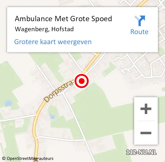 Locatie op kaart van de 112 melding: Ambulance Met Grote Spoed Naar Wagenberg, Hofstad op 31 mei 2021 08:50