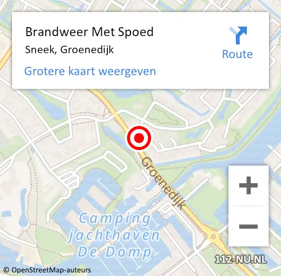 Locatie op kaart van de 112 melding: Brandweer Met Spoed Naar Sneek, Groenedijk op 31 mei 2021 08:57