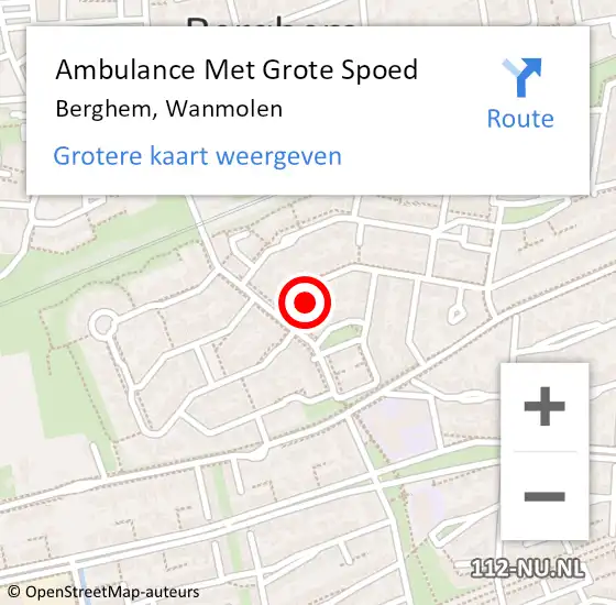 Locatie op kaart van de 112 melding: Ambulance Met Grote Spoed Naar Berghem, Wanmolen op 11 juni 2014 21:14