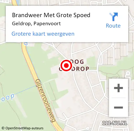 Locatie op kaart van de 112 melding: Brandweer Met Grote Spoed Naar Geldrop, Papenvoort op 31 mei 2021 09:13