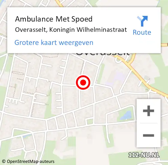 Locatie op kaart van de 112 melding: Ambulance Met Spoed Naar Overasselt, Koningin Wilhelminastraat op 31 mei 2021 09:38