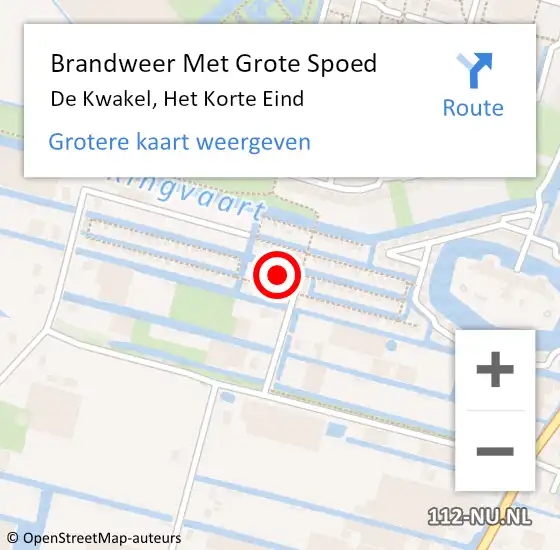 Locatie op kaart van de 112 melding: Brandweer Met Grote Spoed Naar De Kwakel, Het Korte Eind op 31 mei 2021 10:37