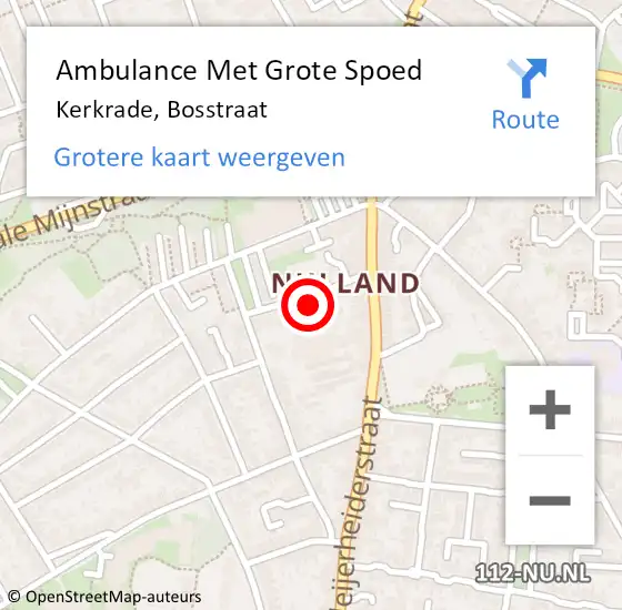 Locatie op kaart van de 112 melding: Ambulance Met Grote Spoed Naar Kerkrade, Bosstraat op 11 juni 2014 21:22