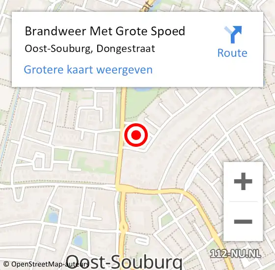 Locatie op kaart van de 112 melding: Brandweer Met Grote Spoed Naar Oost-Souburg, Dongestraat op 31 mei 2021 10:49