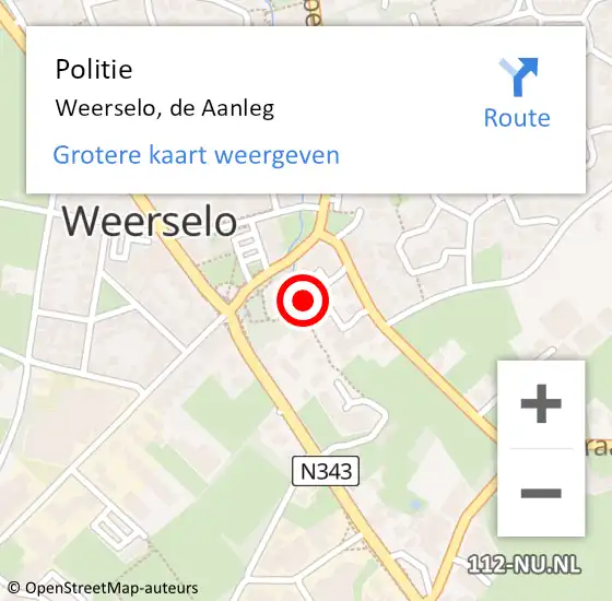 Locatie op kaart van de 112 melding: Politie Weerselo, de Aanleg op 31 mei 2021 10:54