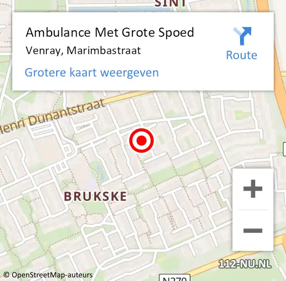 Locatie op kaart van de 112 melding: Ambulance Met Grote Spoed Naar Venray, Marimbastraat op 31 mei 2021 11:16