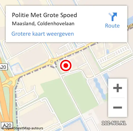 Locatie op kaart van de 112 melding: Politie Met Grote Spoed Naar Maasland, Coldenhovelaan op 31 mei 2021 11:51