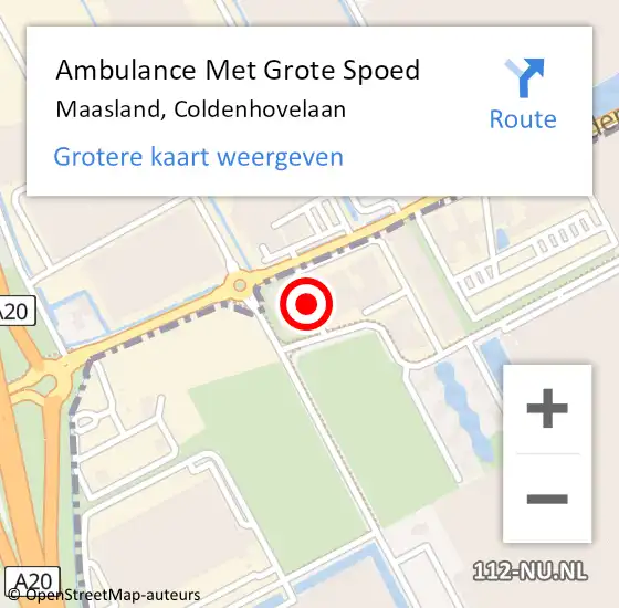 Locatie op kaart van de 112 melding: Ambulance Met Grote Spoed Naar Maasland, Coldenhovelaan op 31 mei 2021 11:55