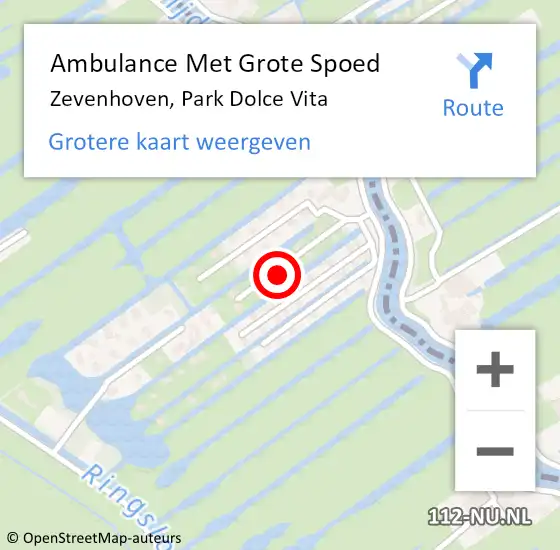 Locatie op kaart van de 112 melding: Ambulance Met Grote Spoed Naar Zevenhoven, Park Dolce Vita op 31 mei 2021 12:17