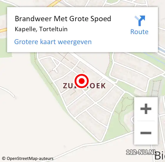 Locatie op kaart van de 112 melding: Brandweer Met Grote Spoed Naar Kapelle, Torteltuin op 31 mei 2021 12:18