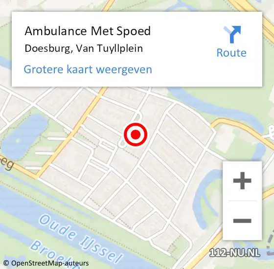 Locatie op kaart van de 112 melding: Ambulance Met Spoed Naar Doesburg, Van Tuyllplein op 31 mei 2021 12:19