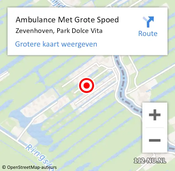 Locatie op kaart van de 112 melding: Ambulance Met Grote Spoed Naar Zevenhoven, Park Dolce Vita op 31 mei 2021 12:20