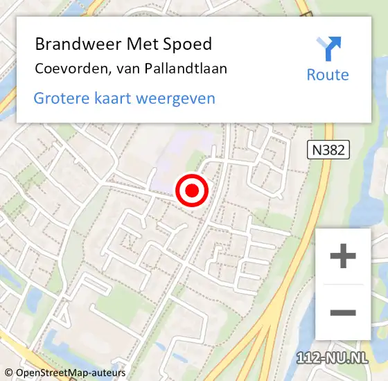 Locatie op kaart van de 112 melding: Brandweer Met Spoed Naar Coevorden, van Pallandtlaan op 31 mei 2021 12:32