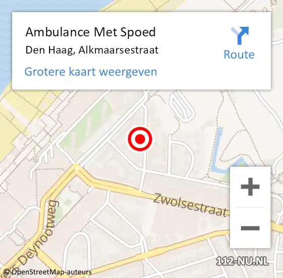 Locatie op kaart van de 112 melding: Ambulance Met Spoed Naar Den Haag, Alkmaarsestraat op 31 mei 2021 12:33