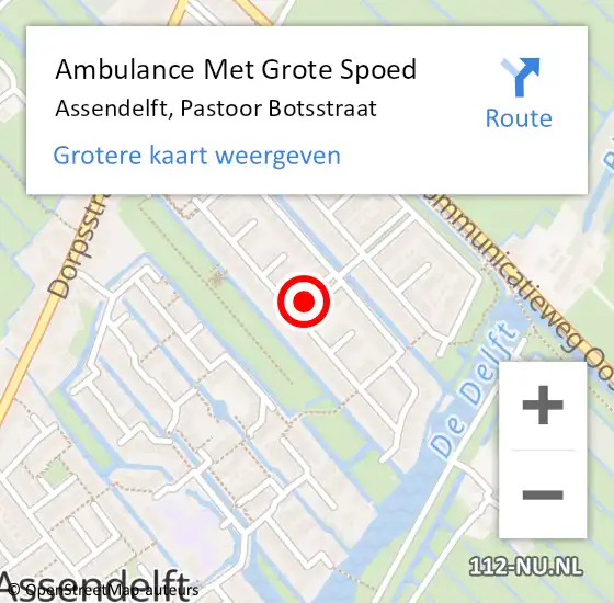 Locatie op kaart van de 112 melding: Ambulance Met Grote Spoed Naar Assendelft, Pastoor Botsstraat op 31 mei 2021 12:42
