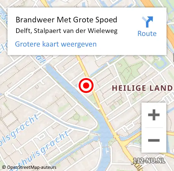 Locatie op kaart van de 112 melding: Brandweer Met Grote Spoed Naar Delft, Stalpaert van der Wieleweg op 31 mei 2021 12:44