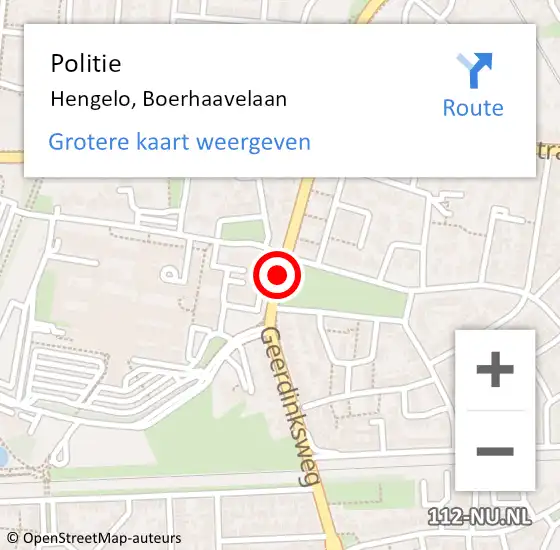 Locatie op kaart van de 112 melding: Politie Hengelo, Boerhaavelaan op 31 mei 2021 12:51
