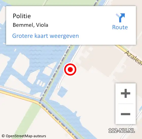 Locatie op kaart van de 112 melding: Politie Bemmel, Viola op 31 mei 2021 12:57