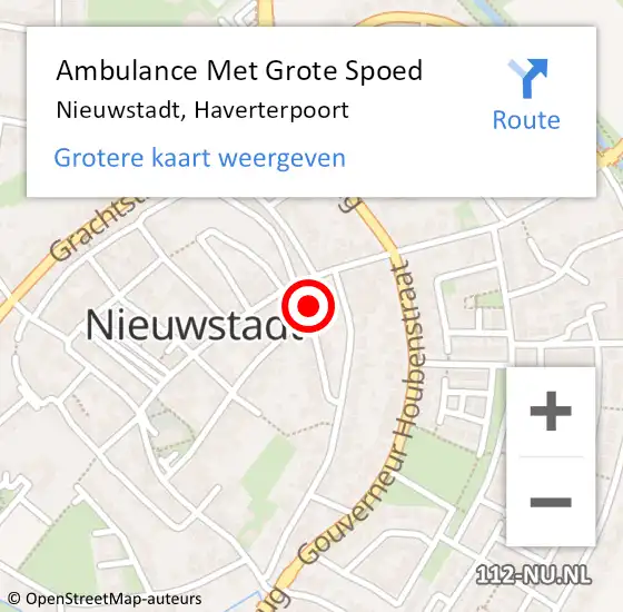 Locatie op kaart van de 112 melding: Ambulance Met Grote Spoed Naar Nieuwstadt, Haverterpoort op 11 juni 2014 21:52