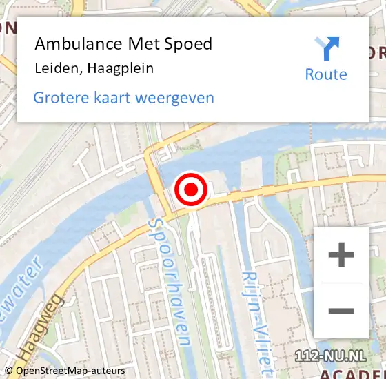 Locatie op kaart van de 112 melding: Ambulance Met Spoed Naar Leiden, Haagplein op 31 mei 2021 13:57