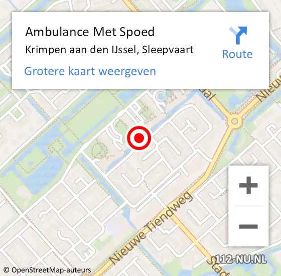 Locatie op kaart van de 112 melding: Ambulance Met Spoed Naar Krimpen aan den IJssel, Sleepvaart op 31 mei 2021 14:02