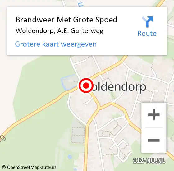 Locatie op kaart van de 112 melding: Brandweer Met Grote Spoed Naar Woldendorp, A.E. Gorterweg op 31 mei 2021 14:04