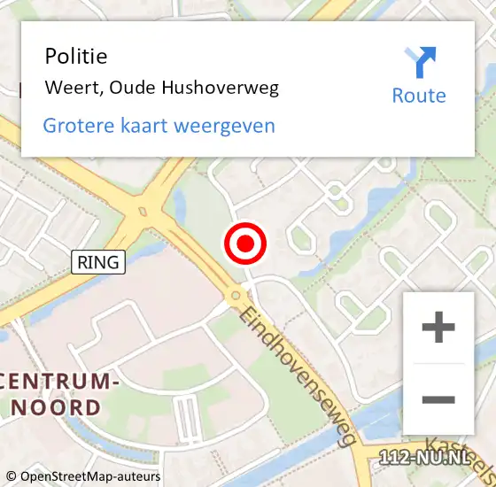 Locatie op kaart van de 112 melding: Politie Weert, Oude Hushoverweg op 31 mei 2021 14:58