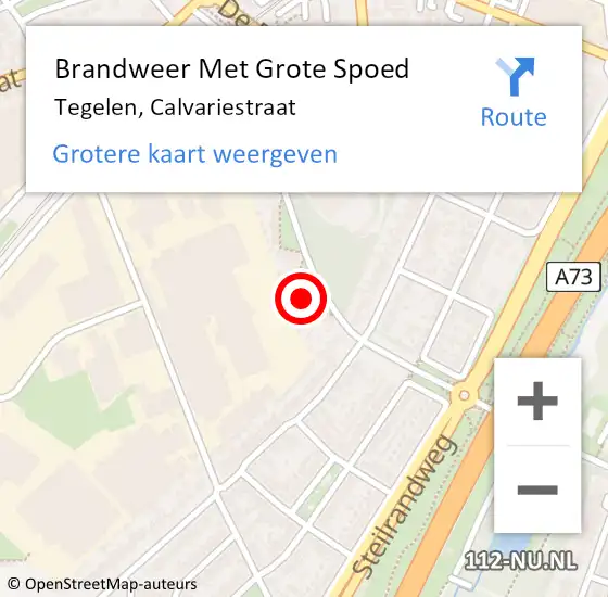 Locatie op kaart van de 112 melding: Brandweer Met Grote Spoed Naar Tegelen, Calvariestraat op 31 mei 2021 15:14