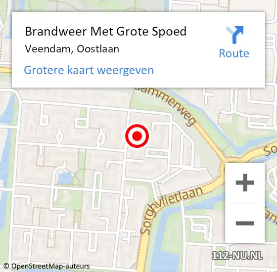 Locatie op kaart van de 112 melding: Brandweer Met Grote Spoed Naar Veendam, Oostlaan op 31 mei 2021 15:46