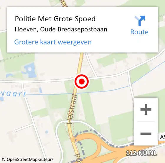 Locatie op kaart van de 112 melding: Politie Met Grote Spoed Naar Hoeven, Oude Bredasepostbaan op 31 mei 2021 15:47