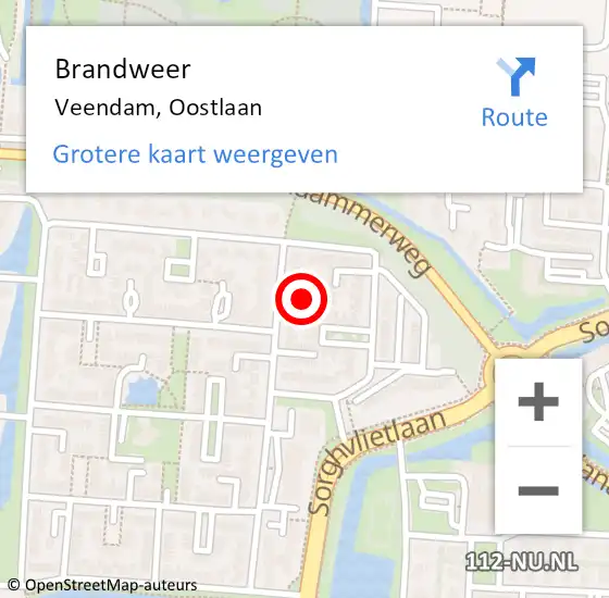 Locatie op kaart van de 112 melding: Brandweer Veendam, Oostlaan op 31 mei 2021 15:49