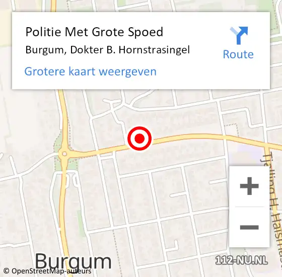 Locatie op kaart van de 112 melding: Politie Met Grote Spoed Naar Burgum, Dokter B. Hornstrasingel op 31 mei 2021 15:57