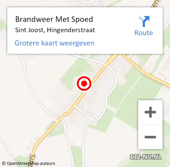 Locatie op kaart van de 112 melding: Brandweer Met Spoed Naar Sint Joost, Hingenderstraat op 31 mei 2021 15:59