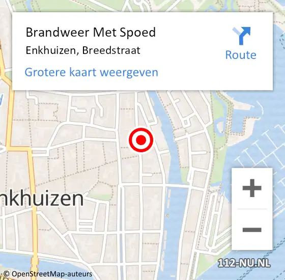 Locatie op kaart van de 112 melding: Brandweer Met Spoed Naar Enkhuizen, Breedstraat op 31 mei 2021 16:11