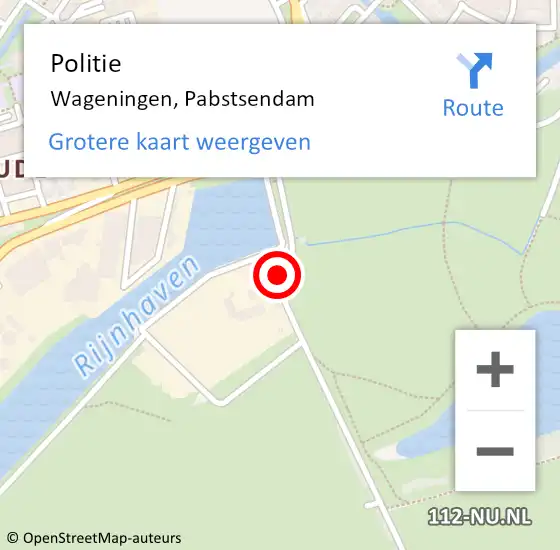 Locatie op kaart van de 112 melding: Politie Wageningen, Pabstsendam op 31 mei 2021 16:27