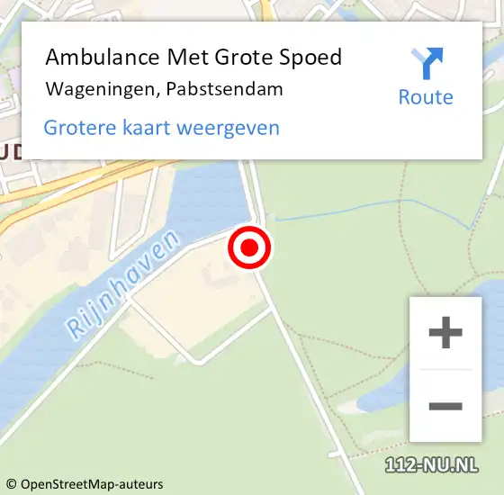 Locatie op kaart van de 112 melding: Ambulance Met Grote Spoed Naar Wageningen, Pabstsendam op 31 mei 2021 16:30
