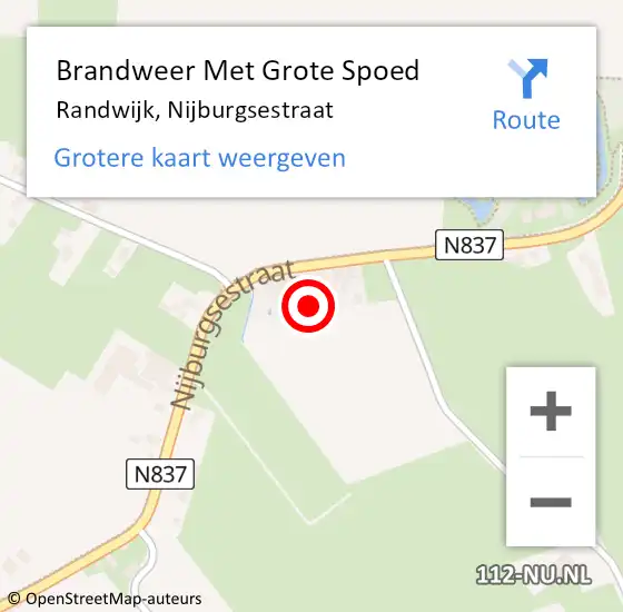 Locatie op kaart van de 112 melding: Brandweer Met Grote Spoed Naar Randwijk, Nijburgsestraat op 31 mei 2021 16:37